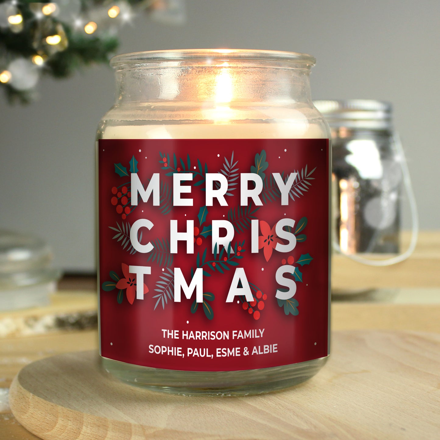 Personalised Merry Christmas candle