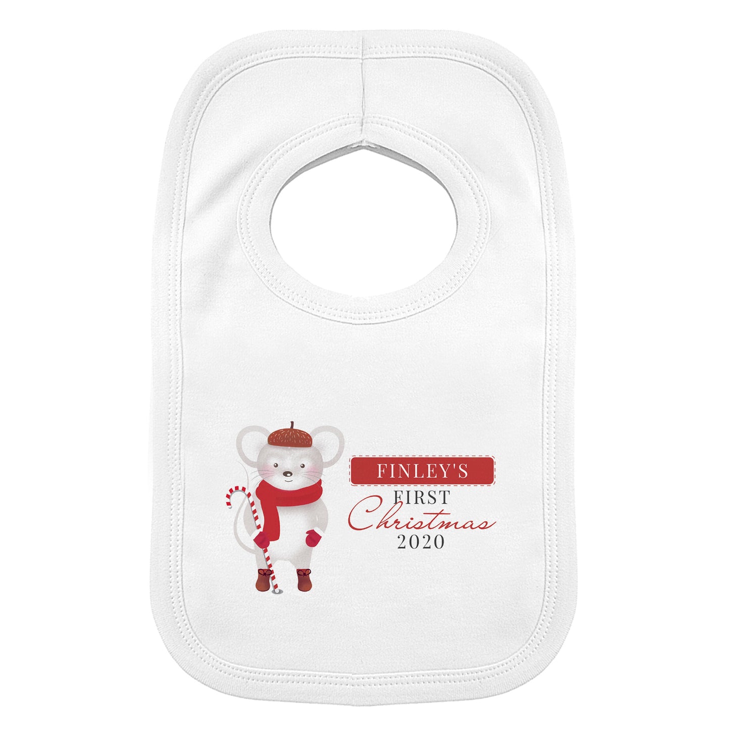 '1st Christmas' mouse bib, personalised - Lilybet loves