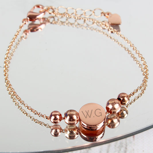 Rose gold tone initials disc bracelet, personalised - Lilybet loves