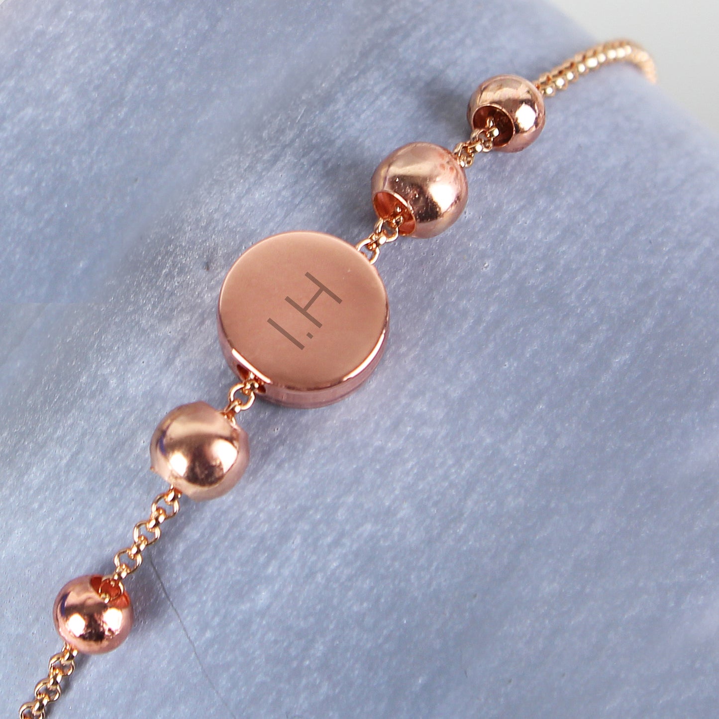 Rose gold tone initials disc bracelet, personalised - Lilybet loves