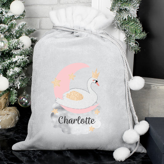 Swan Lake luxury grey sack, personalised - Lilybet loves