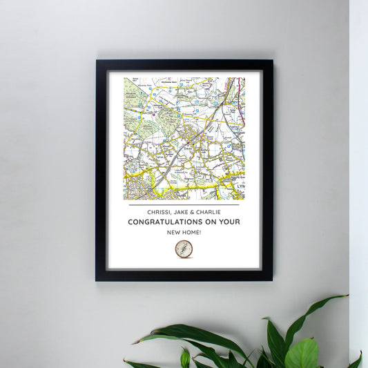 Present day framed map print - Lilybet loves