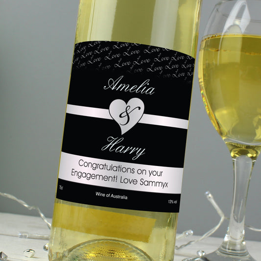 Personalised silver label couples white wine - Lilybet loves