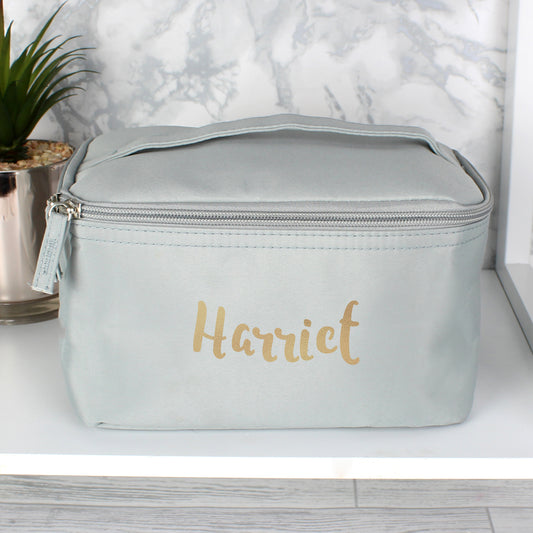 Gold name grey vanity bag - Lilybet loves