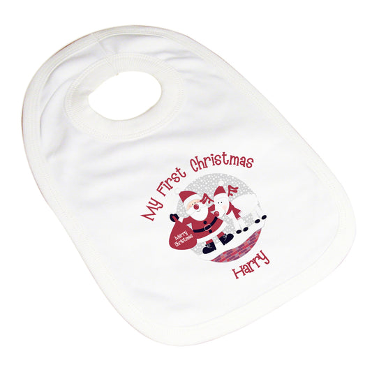 Rooftop Santa 1st Christmas bib - Lilybet loves