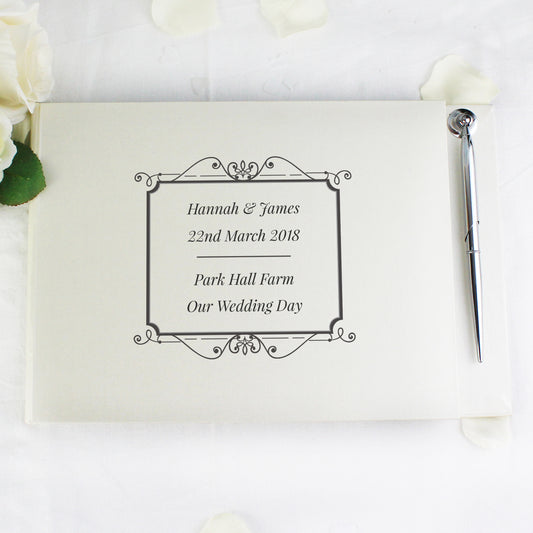 Personalised Black Hardback Guest Book & Pen - Lilybet loves