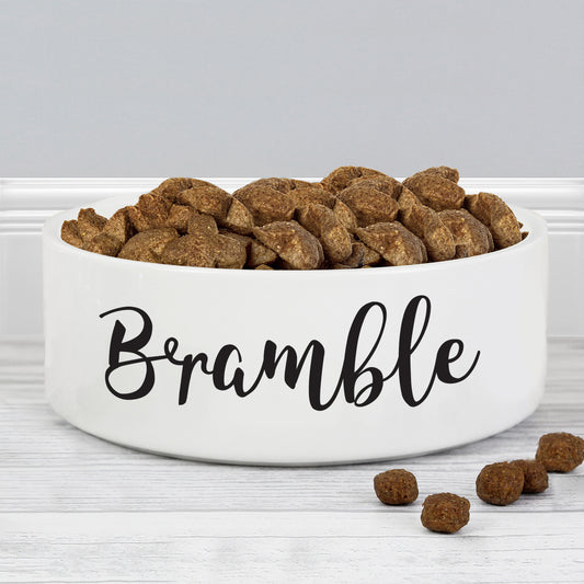 Personalised Pet Name 14cm Medium White Bowl - Lilybet loves